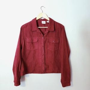 Northern Reflections Crop Suede Button-Up Jacket Size Large